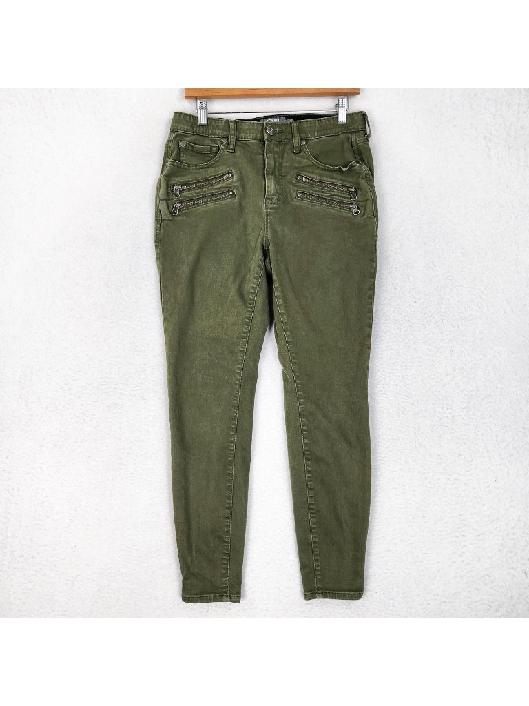 Torrid Jeans Womens 10 Green Super Soft Sky High Skinny Leg Moto Stretch